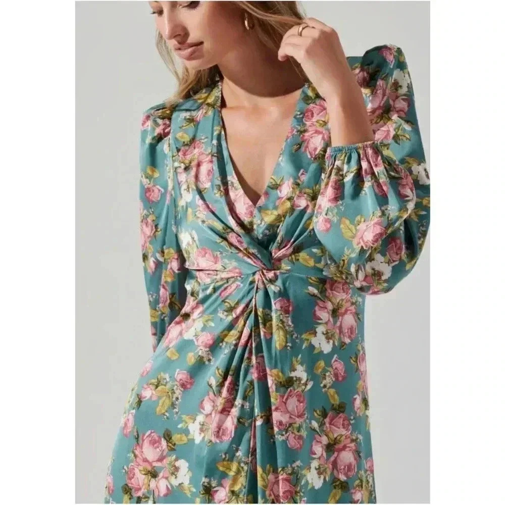 ASTR LONG SLEEVE FLORAL MAXI DRESS SIZE MEDIUM BOHO, HOLIDAY WEDDING GUEST - Picture 3 of 16